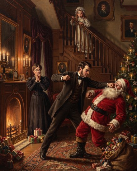 Dad Saw, Too — He saw daddy punching Santa Claus, because that's infidelity.