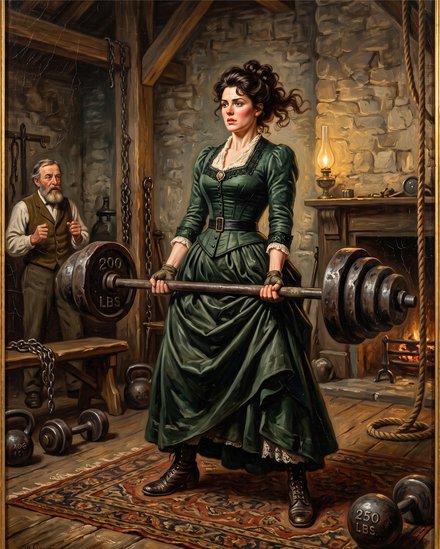 Girl Power — Two hundred pounds, floor length skirt, no complaints.