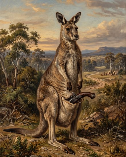 Kangsta — He is carrying. The pouch is not for groceries.