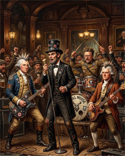 Mount Punkmore — Four heads, one encore. Teddy is on drums.