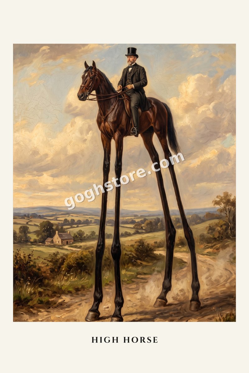 High Horse — A gentleman takes the moral high ground. The horse is doing most of the work.