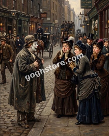 CLOWN SHOW — A clown in a crowd of respectable people. Somebody fetch a constable.