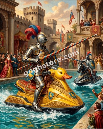 DUCK, DUCK, JOUST — The lance is period accurate. Nothing else is.