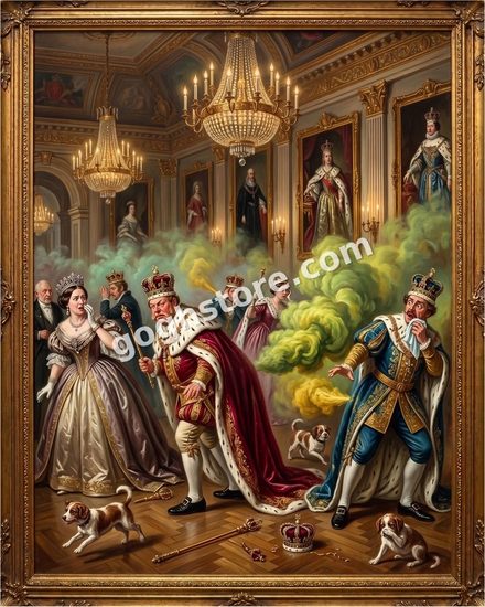 THE GREAT FART FIGHT — Diplomacy broke down in the ballroom. The cause is visible.